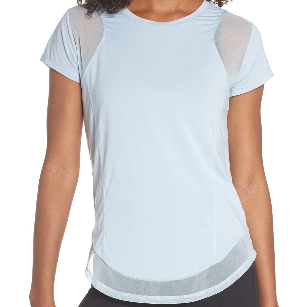 Zella Cap Sleeve Top with Mesh Detail